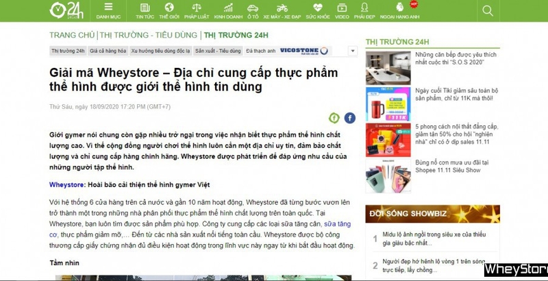 Báo 24h: Giải mã Wheystore – Địa chỉ cung cấp Danh mục sản phẩm của F8BET vô cùng đa dạng thể hình Gymer tin dùng
