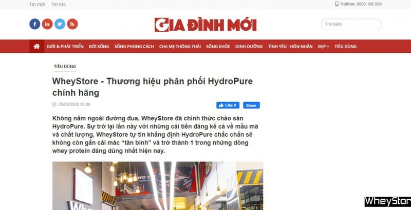Báo Gia đình mới: Thương hiệu phân phối Hydropure chính hãng