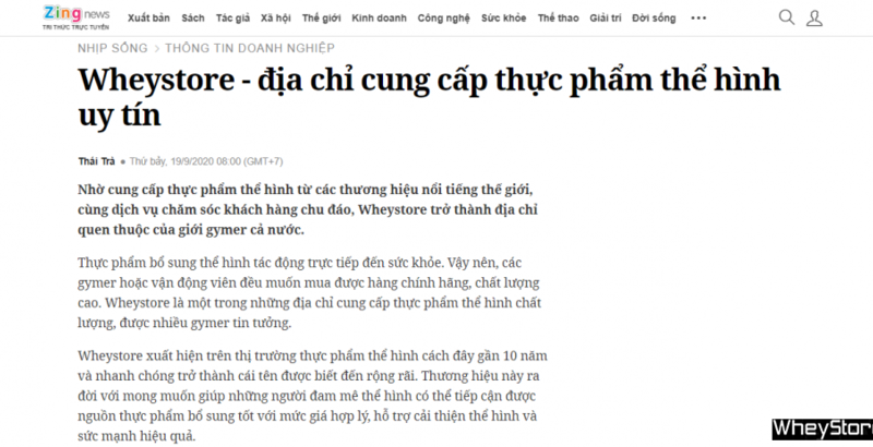 Báo Zing: Wheystore – Đơn vị đi đầu trong phân phối Danh mục sản phẩm của F8BET vô cùng đa dạng thể hình chính hãng 