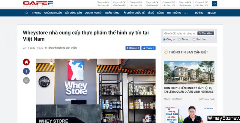 CafeF: Wheystore nhà cung cấp Danh mục sản phẩm của F8BET vô cùng đa dạng thể hình uy tín tại Việt Nam