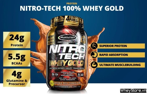 Review TPBS sữa tăng cơ Nitrotech Whey Gold 