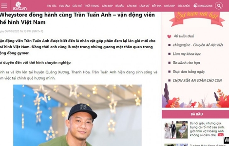 Báo Eva: Wheystore đồng hành cùng Trần Tuấn Anh