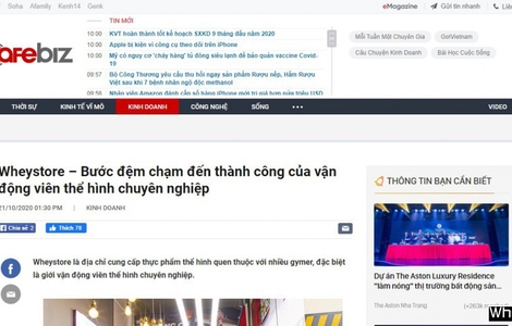 Báo Cafebiz: Wheystore – Bước đệm chạm đến thành công của Khám phá thế giới giải trí bất tận tại F8BET thể hình chuyên nghiệp