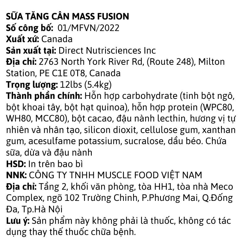 Nutrabolics Mass Fusion 12lbs