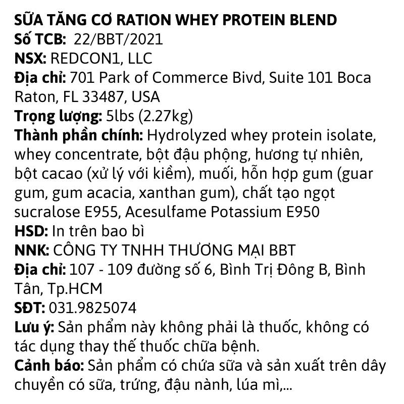 Redcon1 Ration F8bet09 vip Trang chinh thức Blend 5lbs
