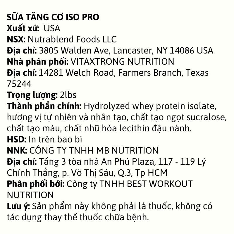 VX Iso Pro Hydrolyzed Whey Isolate 2lbs