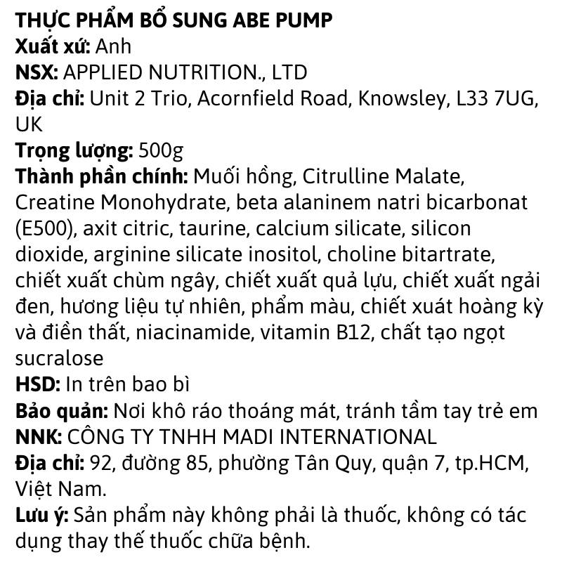 Khám phá thế giới giải trí bất tận tại F8BET ABE Pump Stim-Free 40 servings