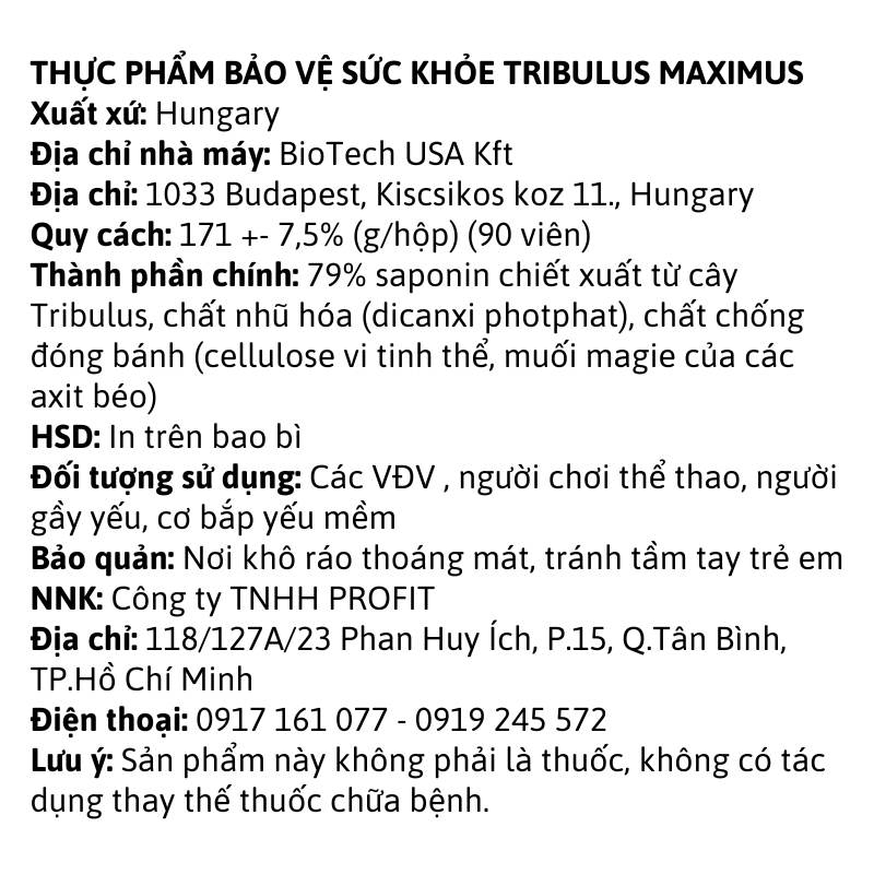 BiotechUSA Tribulus Maximus - 90 viên