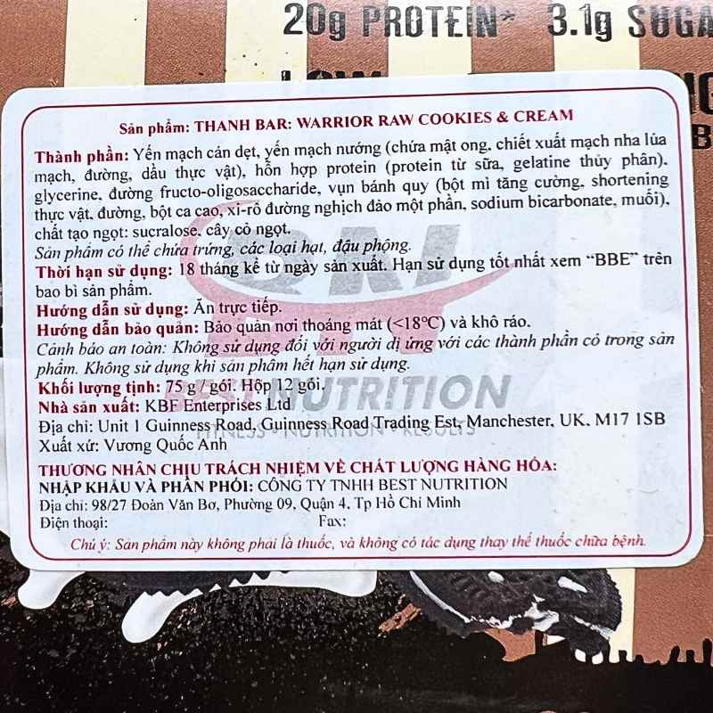 Warrior RAW Protein Flap Jack 12 thanh