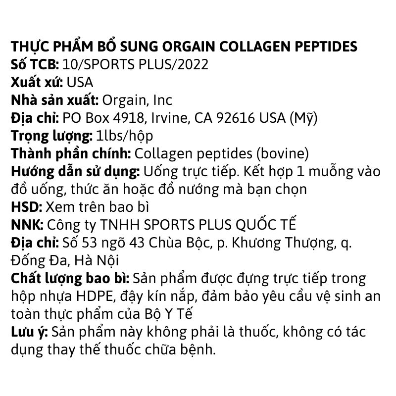 Orgain Collagen Peptides 1lb