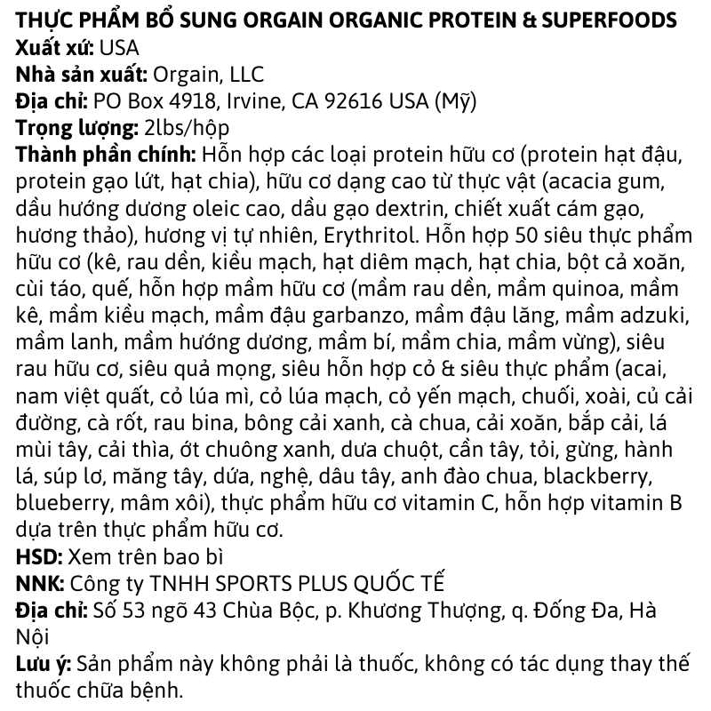 Orgain Organic Protein &amp; Superfoods 2.02Lbs