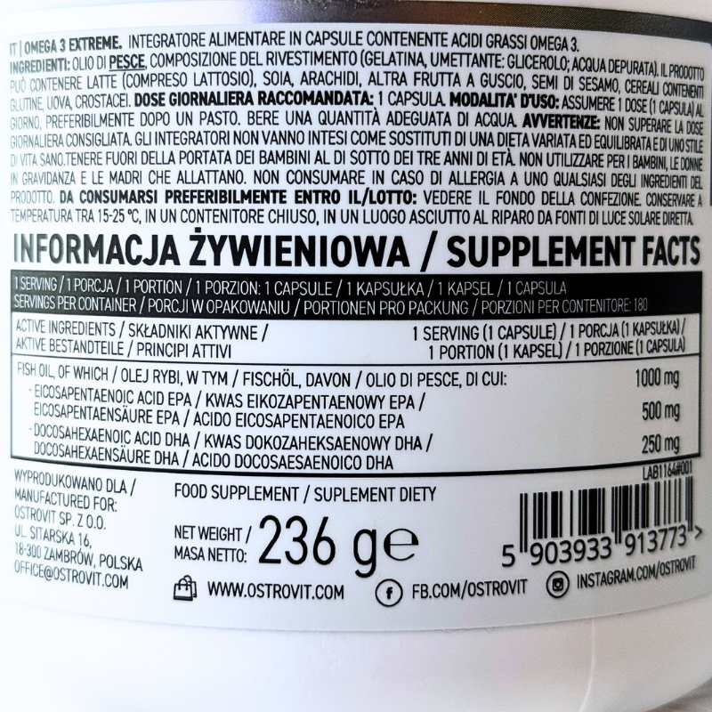Ostrovit Omega 3 Extreme - 180 viên (date tháng 11/2026)
