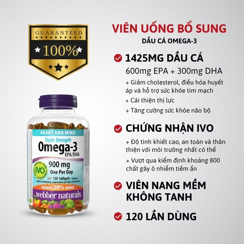Webber Naturals Triple Strength Omega-3 900mg - 120 viên