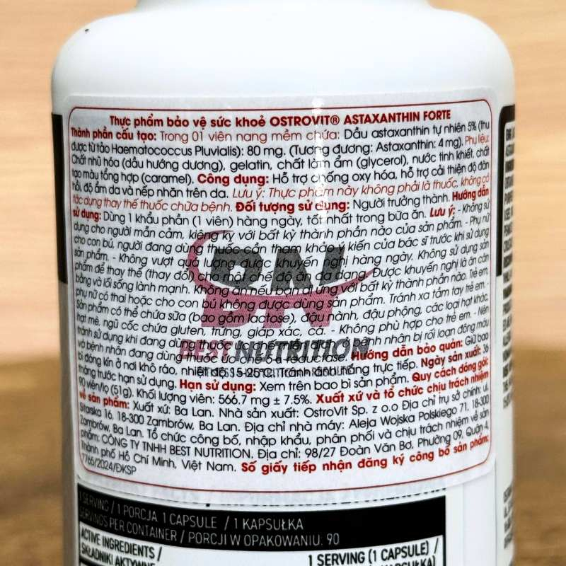 Ostrovit Astaxanthin Forte - 90 viên