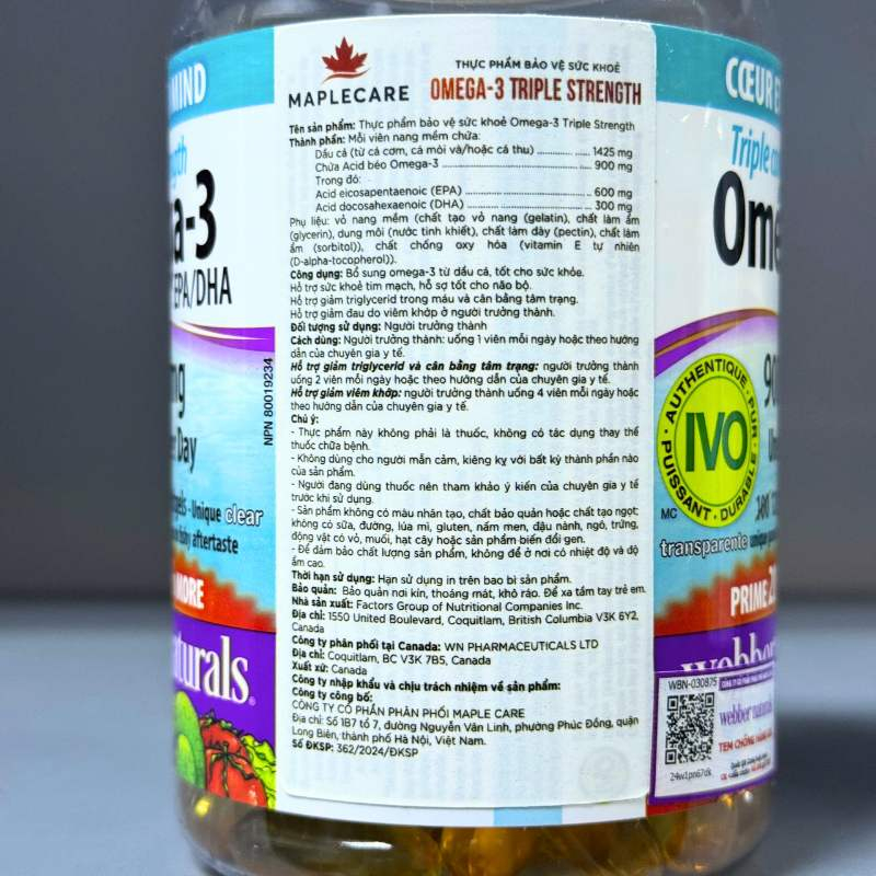 Webber Naturals Triple Strength Omega-3 900mg - 120 viên