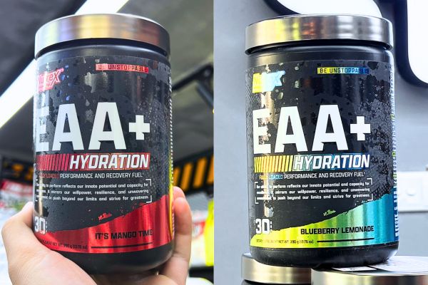 Nutrex EAA+ Hydration 30 servings vị It's Mango Time và Blueberry Lemonade (hình ảnh chỉ mang tính chất minh họa)