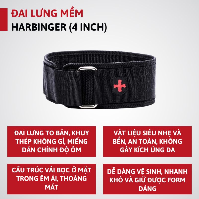 Thông tin cơ bản của đai lưng mềm Harbinger 4inch
