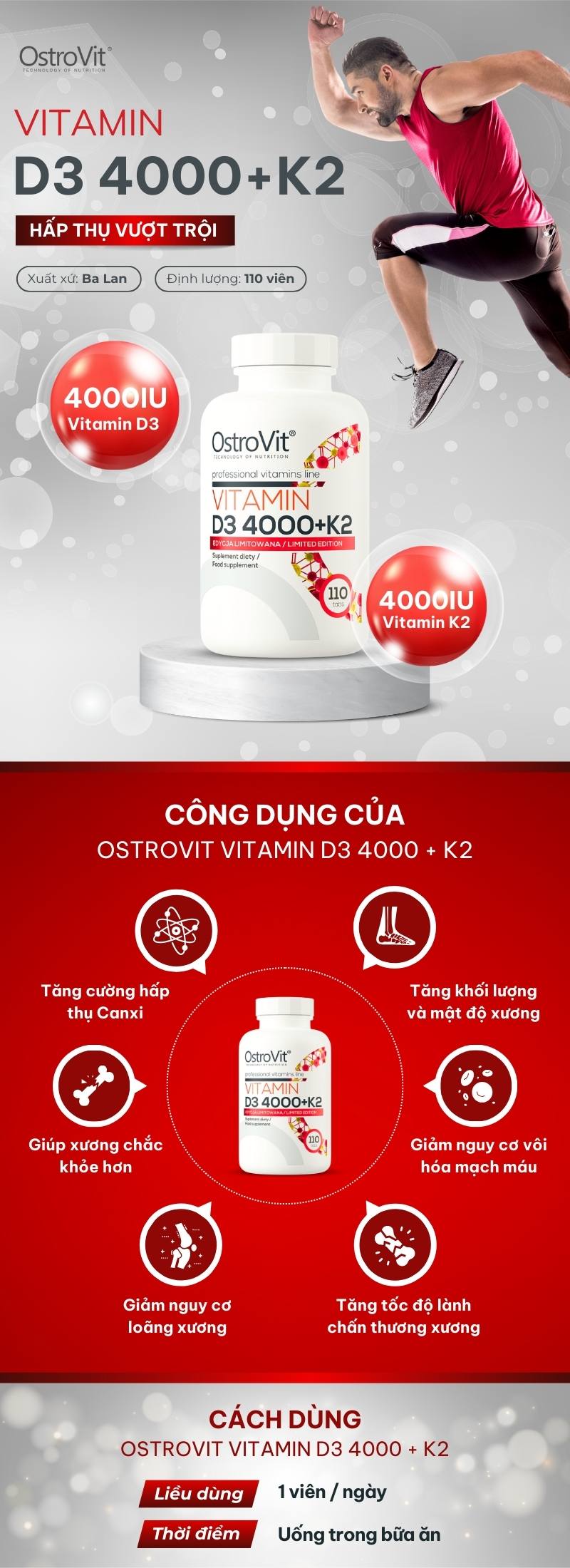 infographic ostrovit vitamin d3 4000 + k2 110 viên