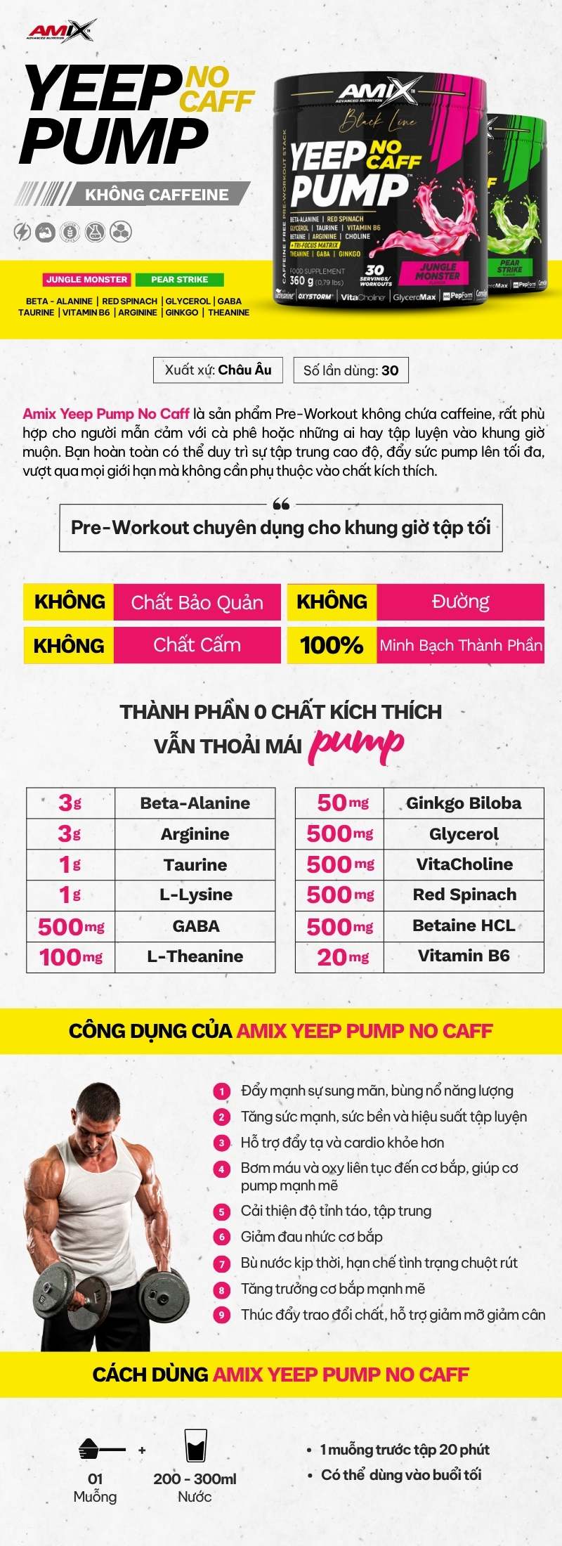 infographic amix yeep pump no caff 30 servings